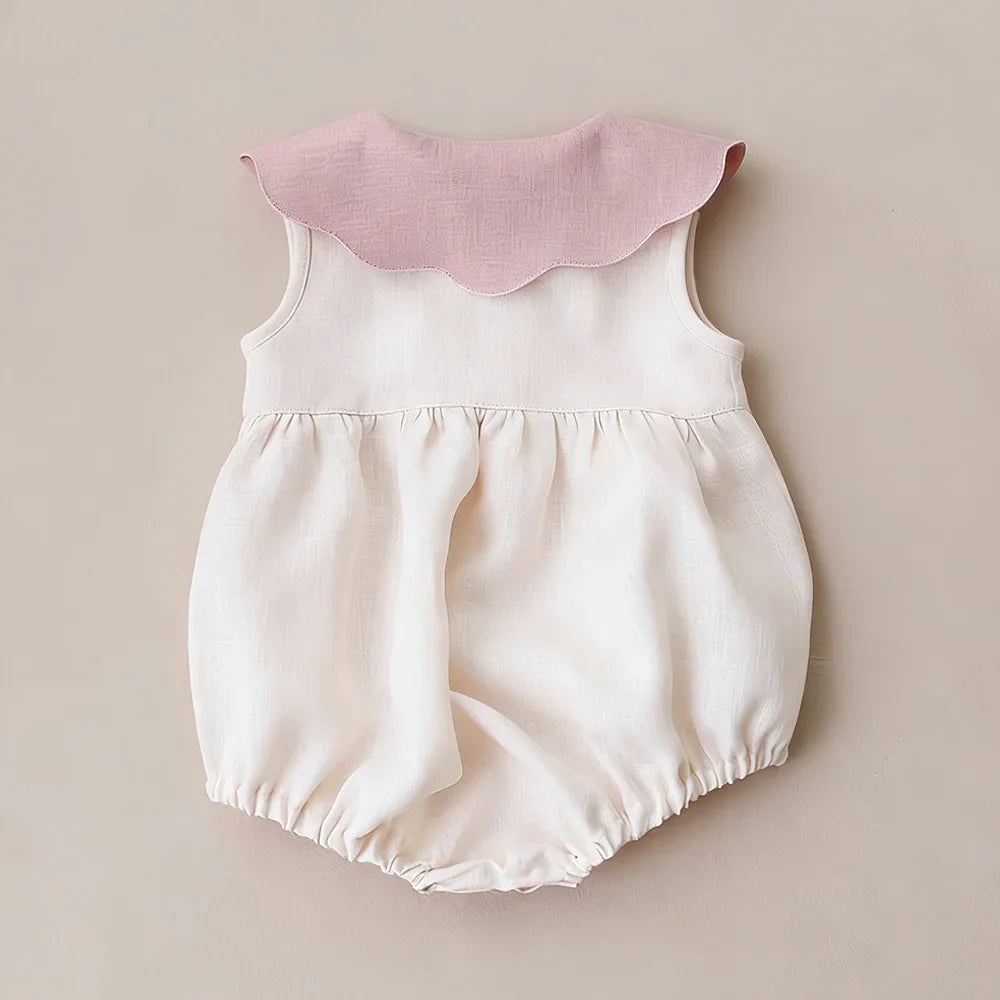 0-2y Baby Girls Clothes Cotton Linen Sleeveless Infant Girl Rompers