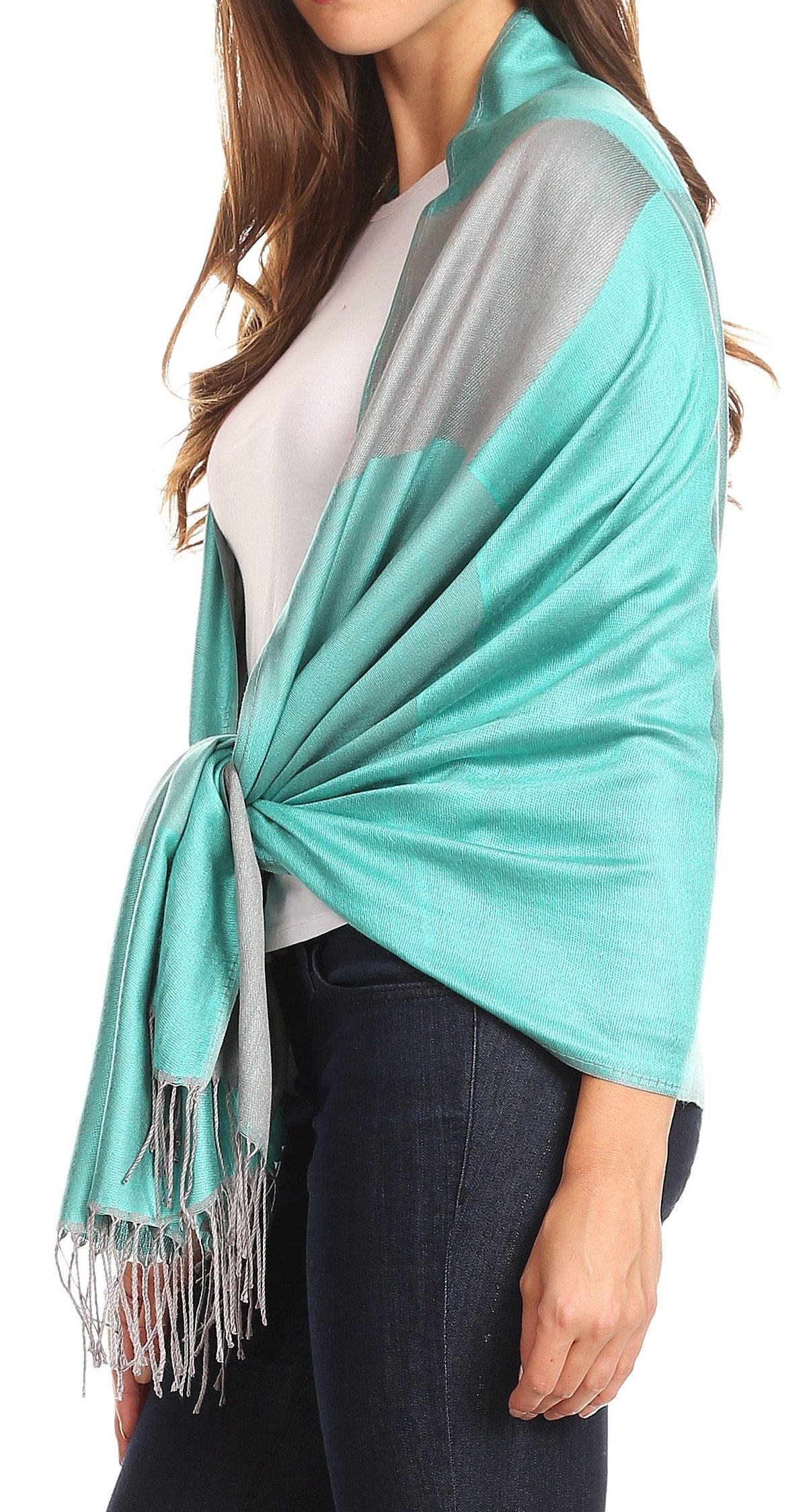 Sakkas Nicola Reversible Warm and Soft Unisex Scarf Stole Wrap Solid Color-block