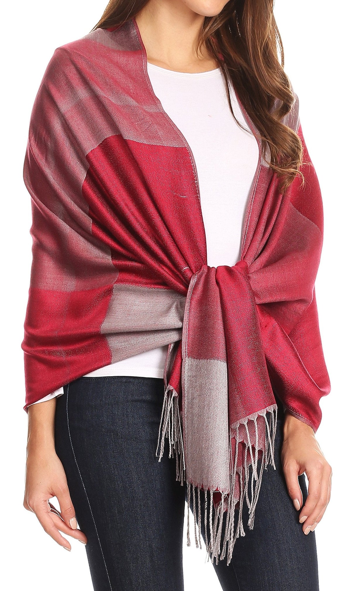 Sakkas Nicola Reversible Warm and Soft Unisex Scarf Stole Wrap Solid Color-block
