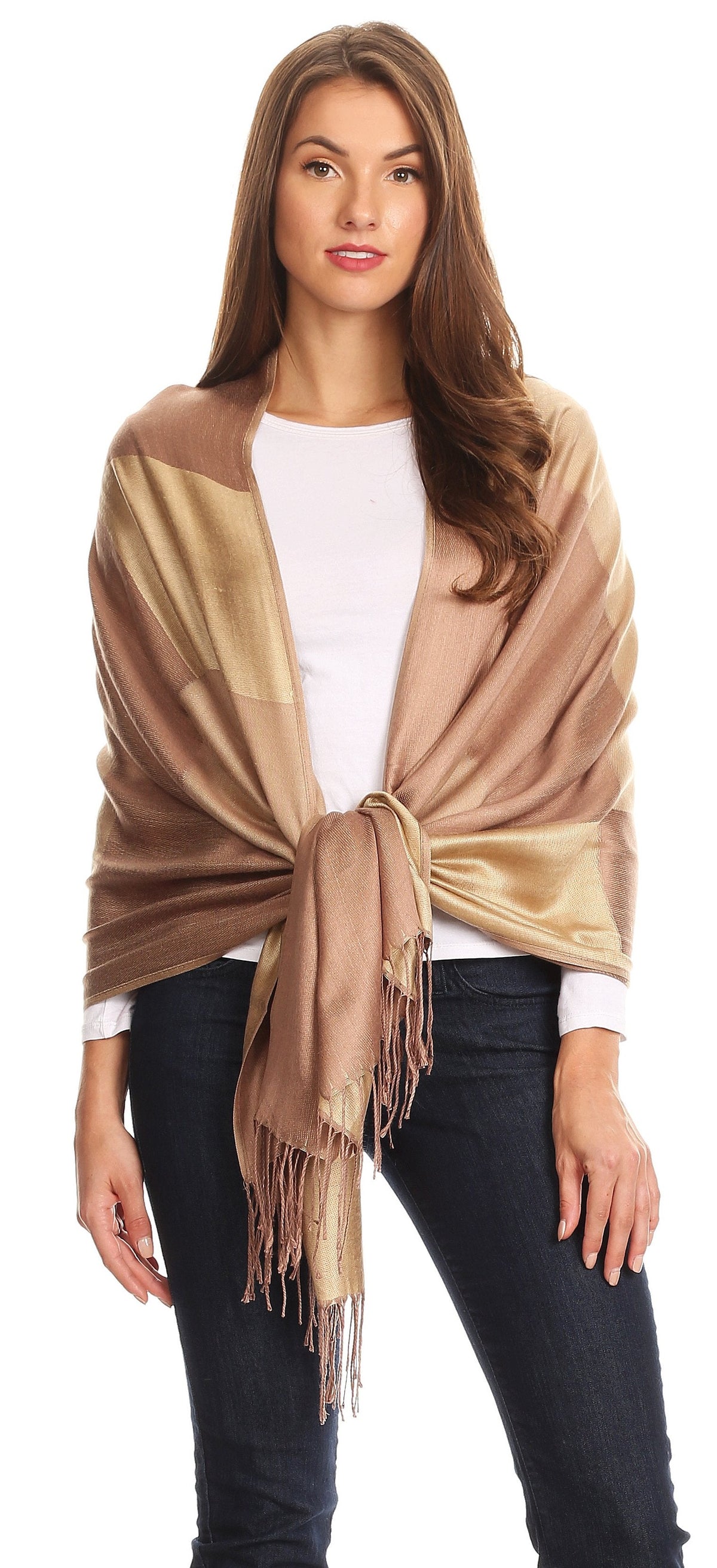 Sakkas Nicola Reversible Warm and Soft Unisex Scarf Stole Wrap Solid Color-block