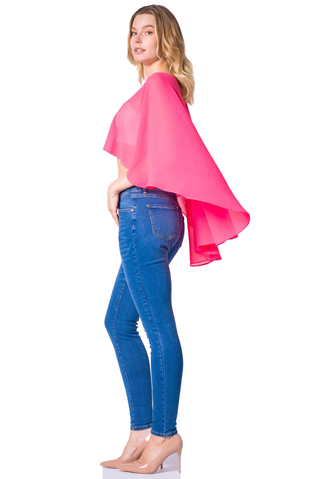 Sakkas Anya Women's Soft Chiffon Wedding Bridesmaid Bridal Cape Wrap Bolero Shrug