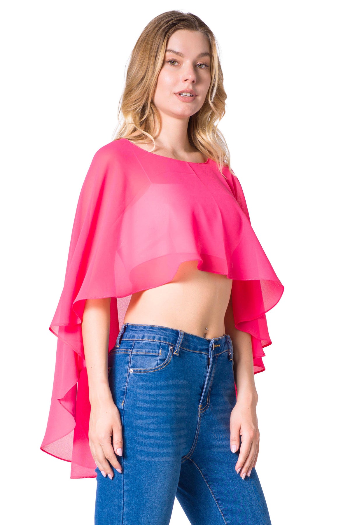 Sakkas Anya Women's Soft Chiffon Wedding Bridesmaid Bridal Cape Wrap Bolero Shrug