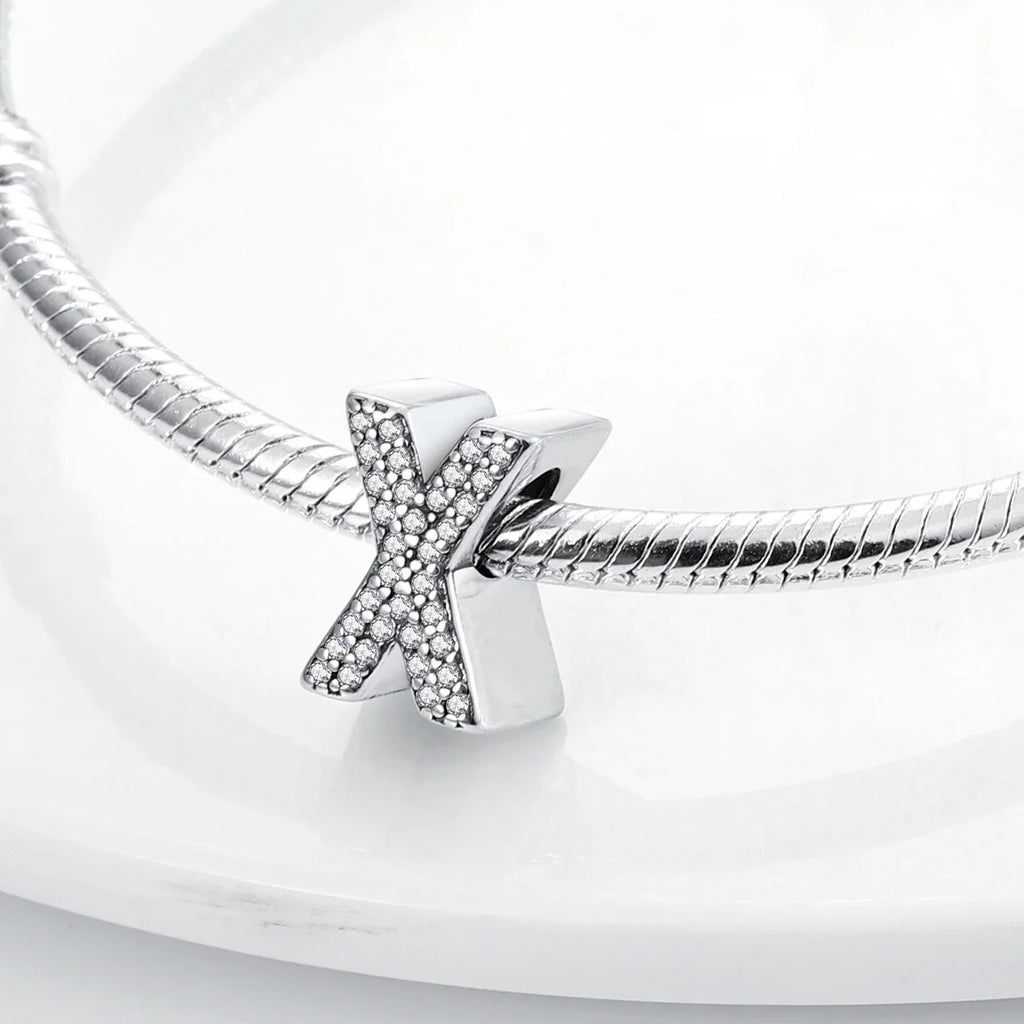 Fit Original Bangle Bracelet DIY A-Z Alphabet Charms Bead 925 Sterling Silver CZ Zircon LOVE Letter Dangle Pendant Jewelry Gift