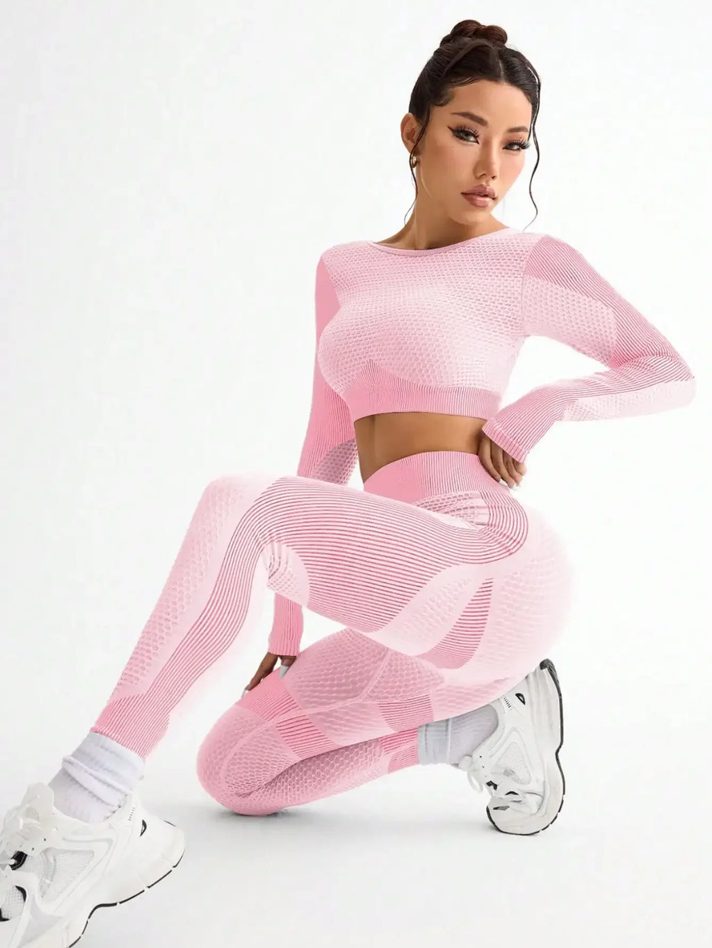 2pcs Hot-selling New Sports Tight Running Breathable Seamless Yoga Suit Women's Outdoor Fitness Suit Women's