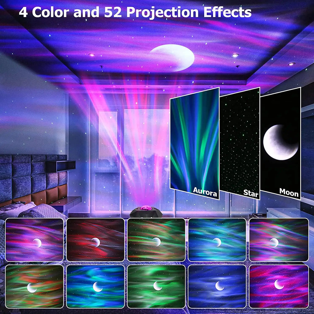 Led Aurora Borealis Projector Moon Galaxy Night Lights Bluetooth Music Star Nebula Projection Atmosphere Lamp Bedroom Decoration