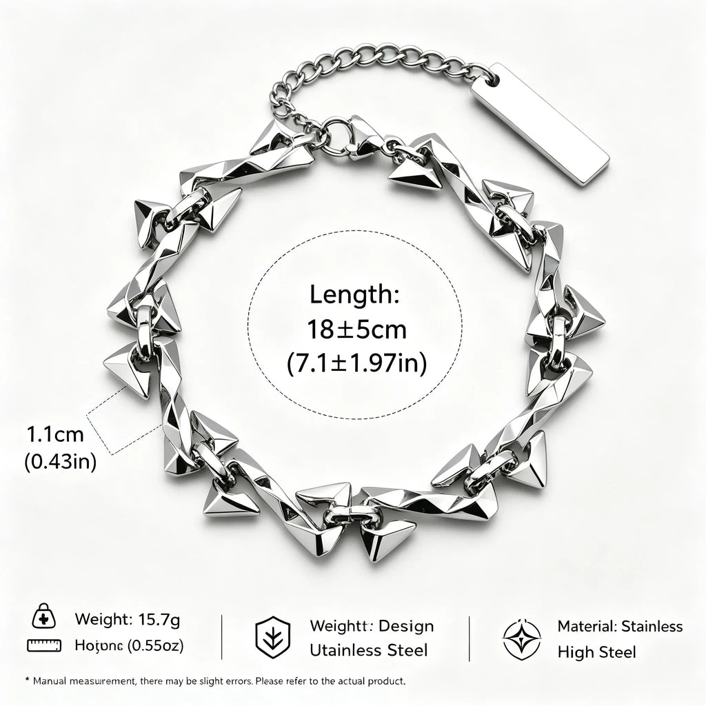 Letter Z Thorn Chain Bracelet for Women Men, Stainless Steel Barbed Wire Link, Gothic Punk Jewelry Gift