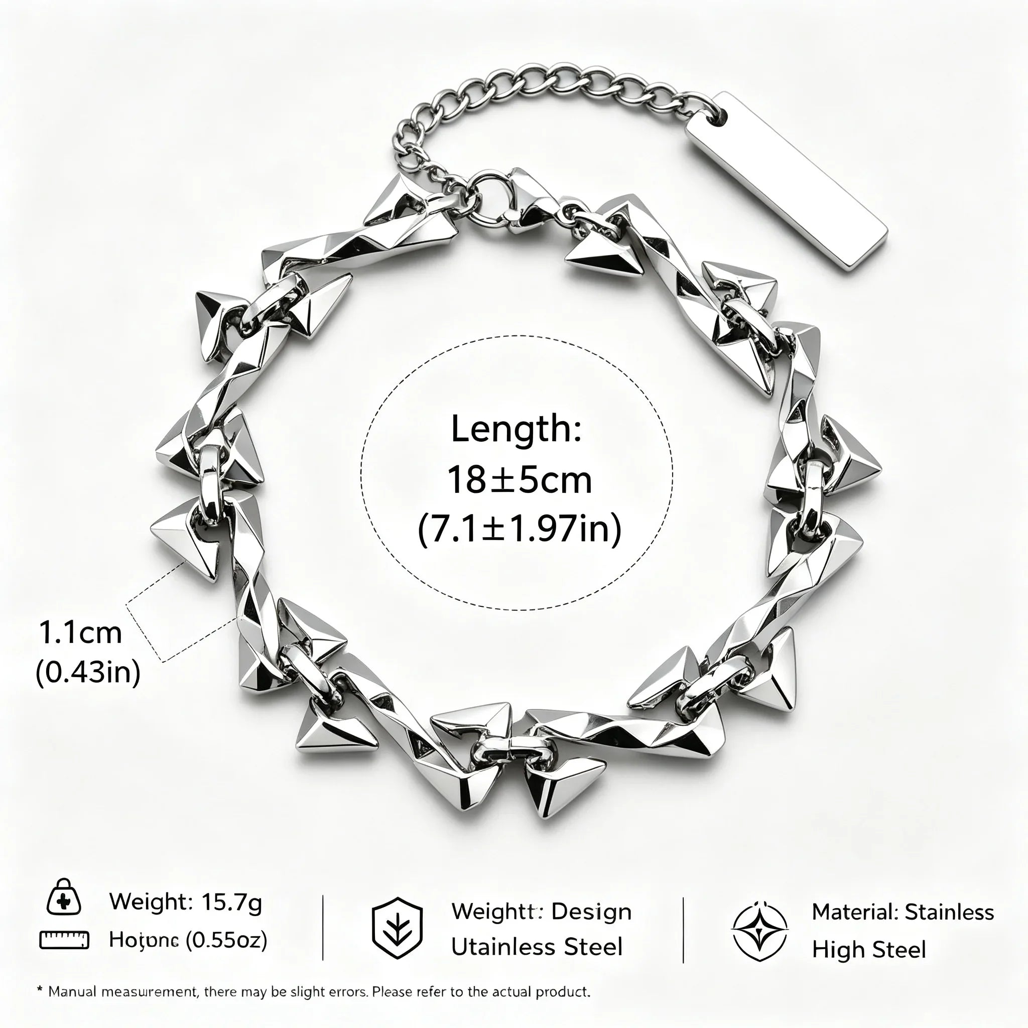 Letter Z Thorn Chain Bracelet for Women Men, Stainless Steel Barbed Wire Link, Gothic Punk Jewelry Gift
