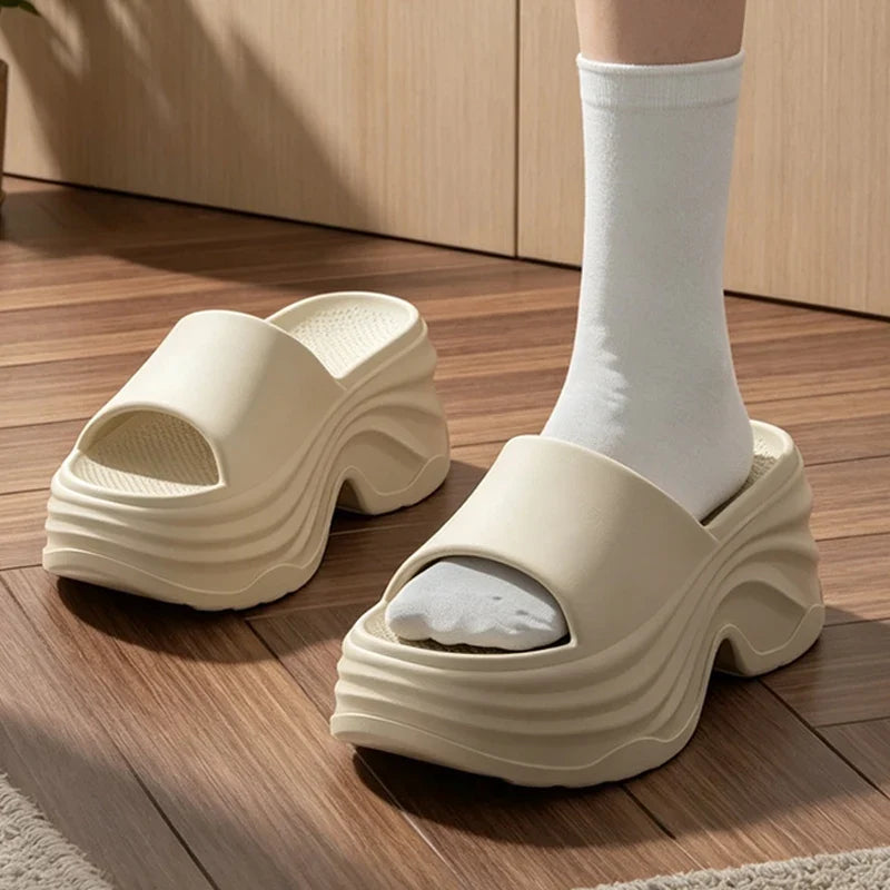 Women's outer wear height-increasing thick-soled EVA anti-slip sandals fashionable women's high-heeled slippers