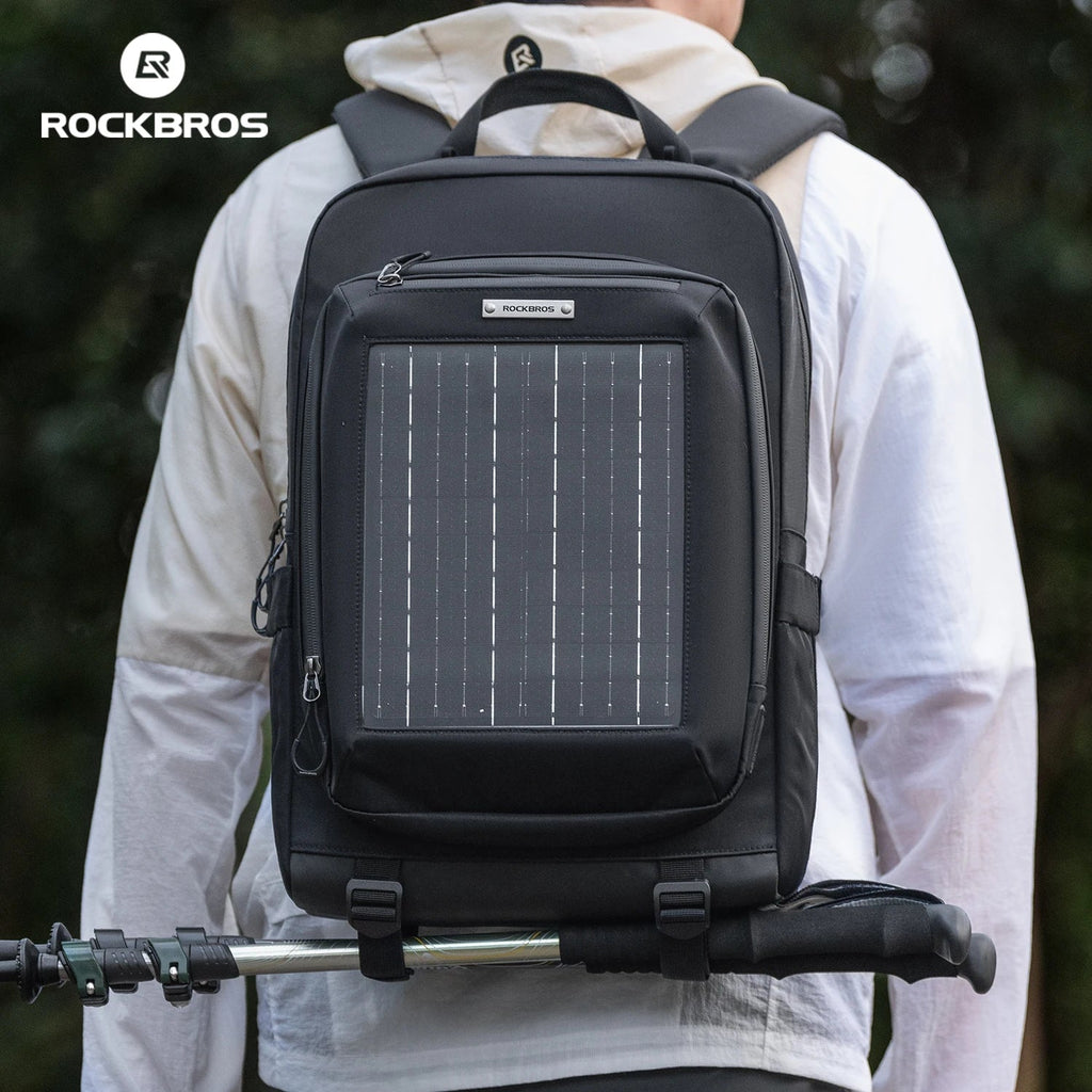 ROCKBROS Shoulder Bag 20L Large Capacity Solar Power Supply Backpack 10V USB Portable Solar Panel Outdoor Sports Hiking Backpack