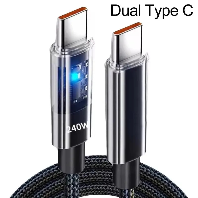 240W Nylon USB Type C Super Fast Charging Cable for Samsung Xiaomi