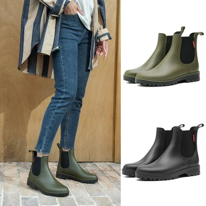 Women's short tube rain boots 2025 fashion new low top water shoes lightweight anti slip rain boots
