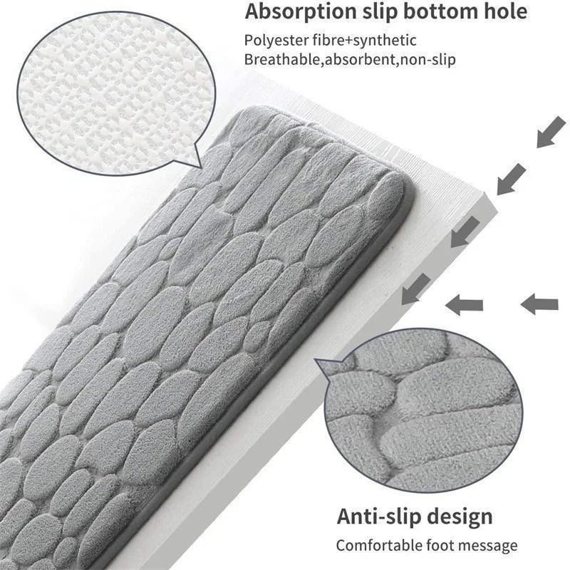 40x60cm/50x80cm Bath Rugs Mat Non Slip Cobblestone Embossed Carpets