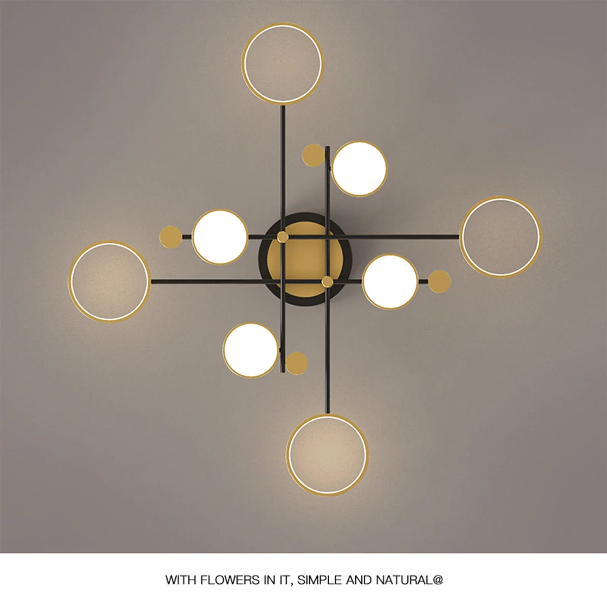 Interior Led Ceiling Lights Golden Smart Remote Control Dimming Ceiling Chandelier Home Lighting Fixture Bedroom Kitchen Lamp