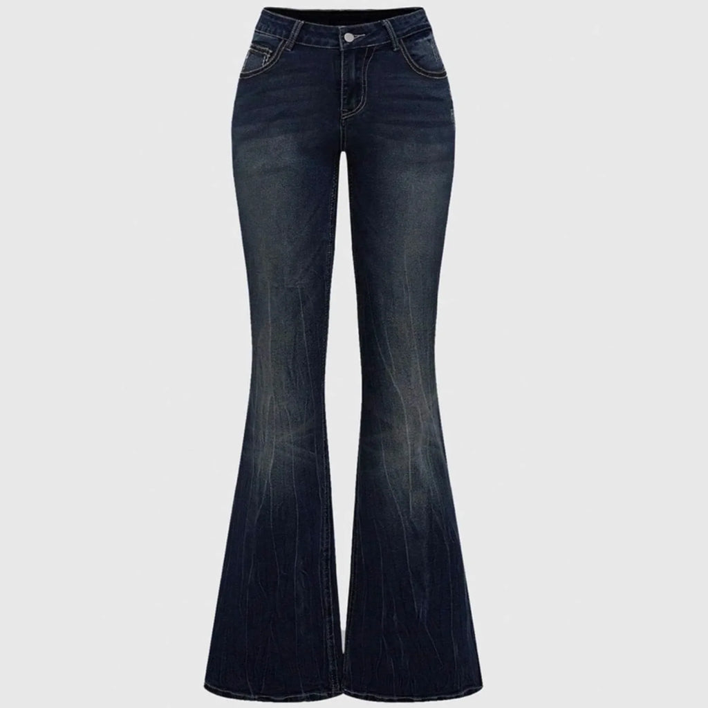 2026trendy Y2K Style Flare Jeans for Women Dark Wash Skinny Fit with