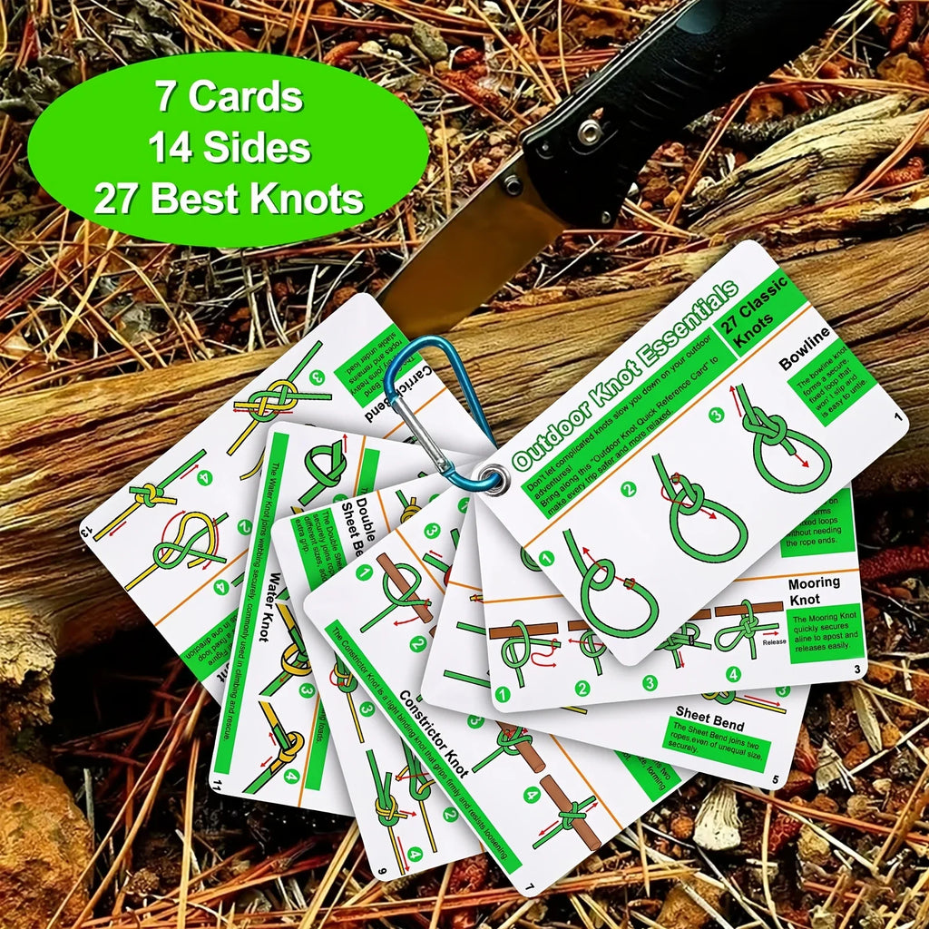 27 Knots Camping Hiking Guide Cards Set, Durable PVC Portable