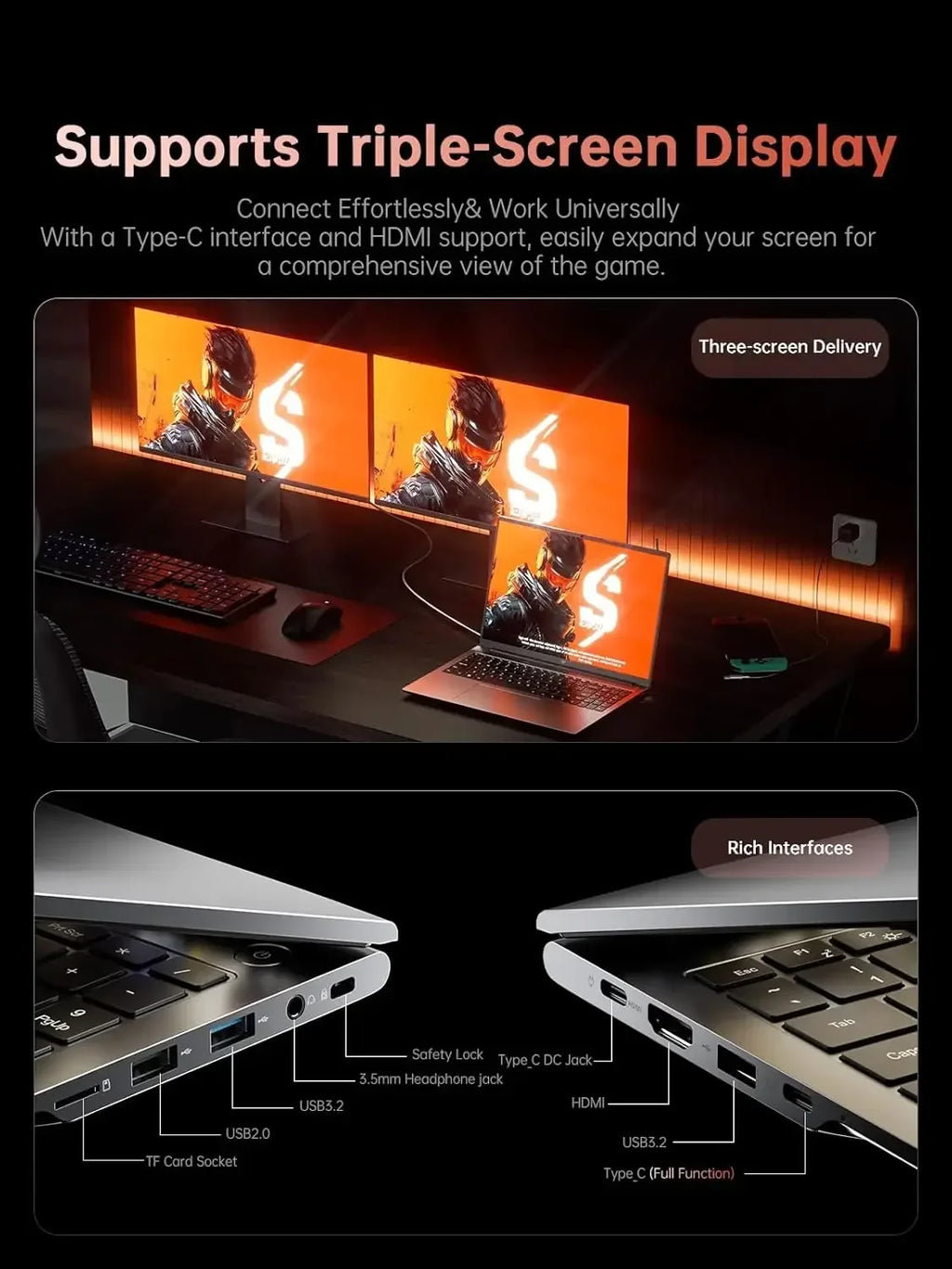 KAMRUI 16inch Laptop AMD Ryzen 9 6900HX 16GB LPDDR5 512GB PCIe3.0 SSD 1920P FHD 4400MAh Type-C Win11 Computer for Gaming Laptop