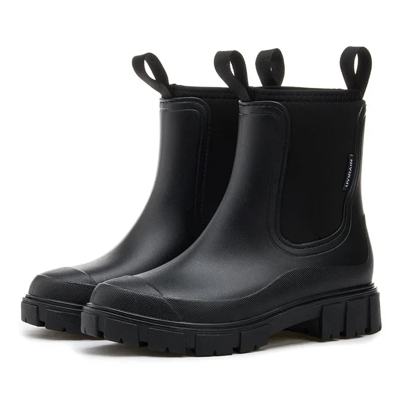 Winter Women's Boots Cotton Padded Women's Rain Shoes Midsole Rain Boots Women Wear-resistant Waterproof Anti Slip Rubber Shoes