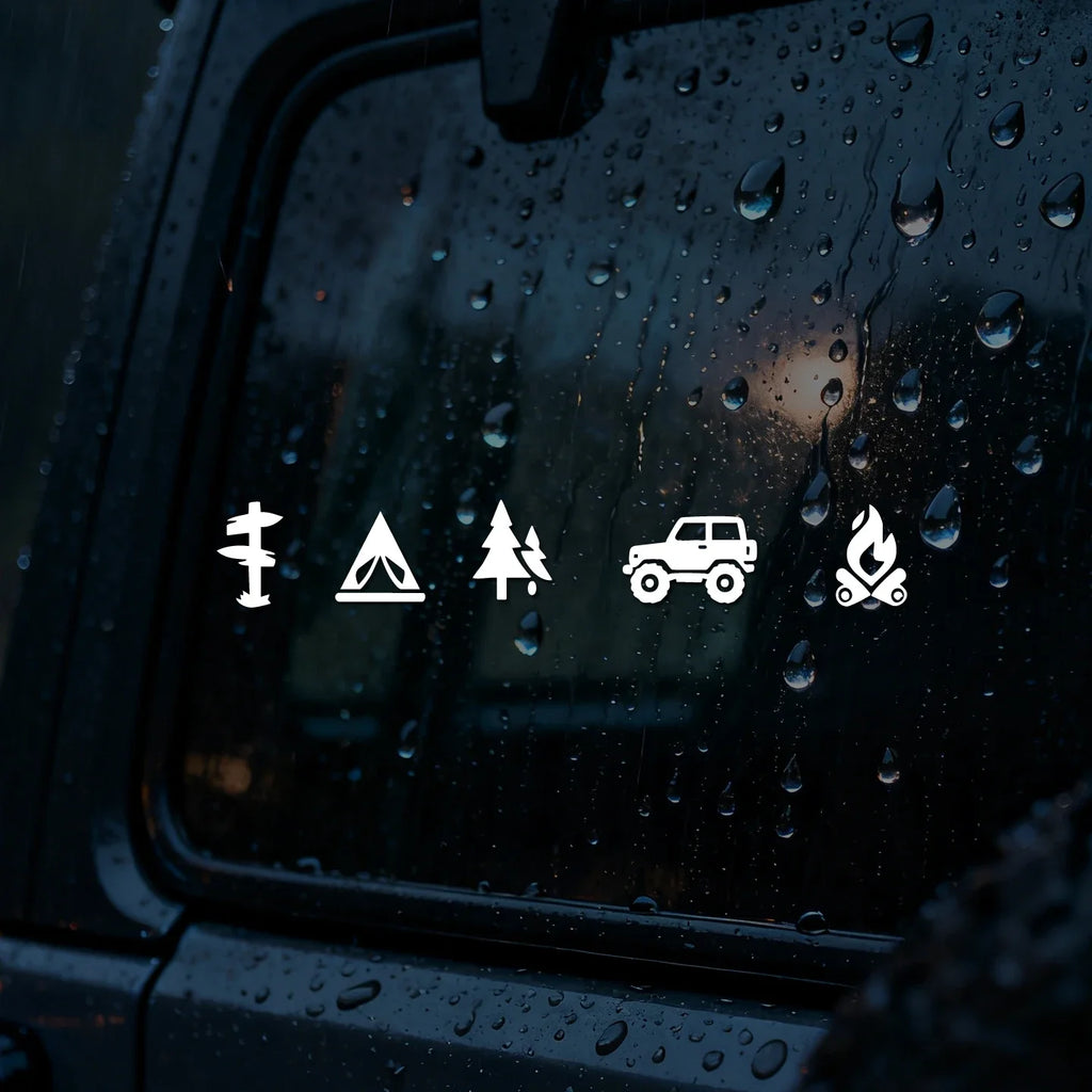 Camping Icons Outdoor Campfire Hiking Die Cut Vinyl Decal Sticker for