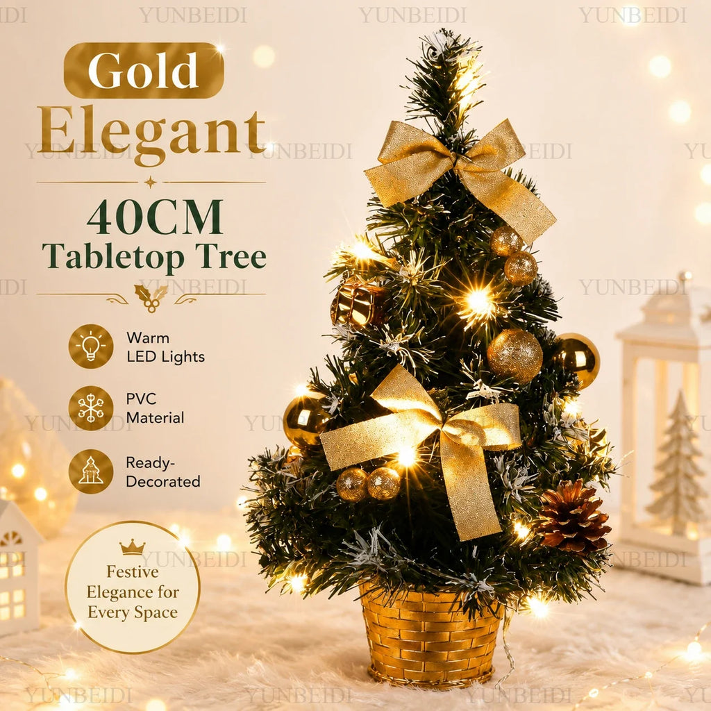 Mini Artificial Christmas 40CM Christmas Tree with LED Lights Tree Home Desktop Decoration Christmas Decoration New Year Gift