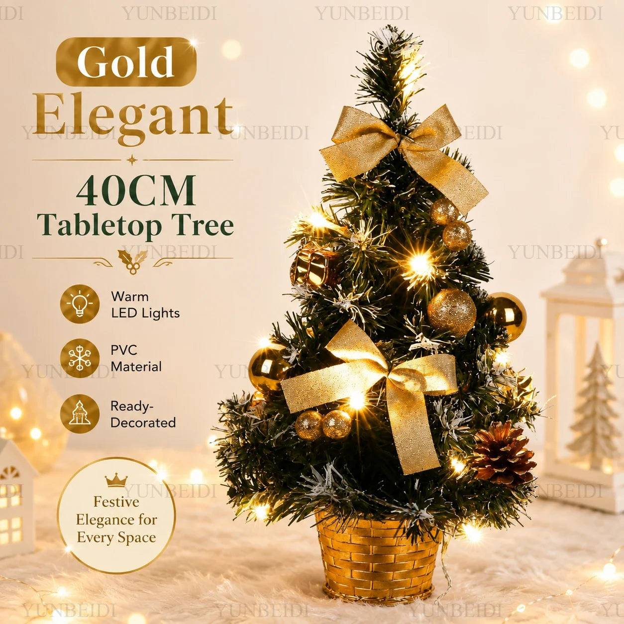 Mini Artificial Christmas 40CM Christmas Tree with LED Lights Tree Home Desktop Decoration Christmas Decoration New Year Gift