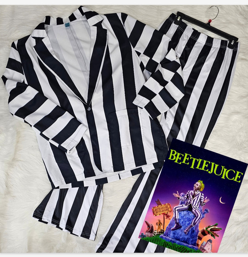 Baha Ranch Beetlejuice Striped Flare Pants