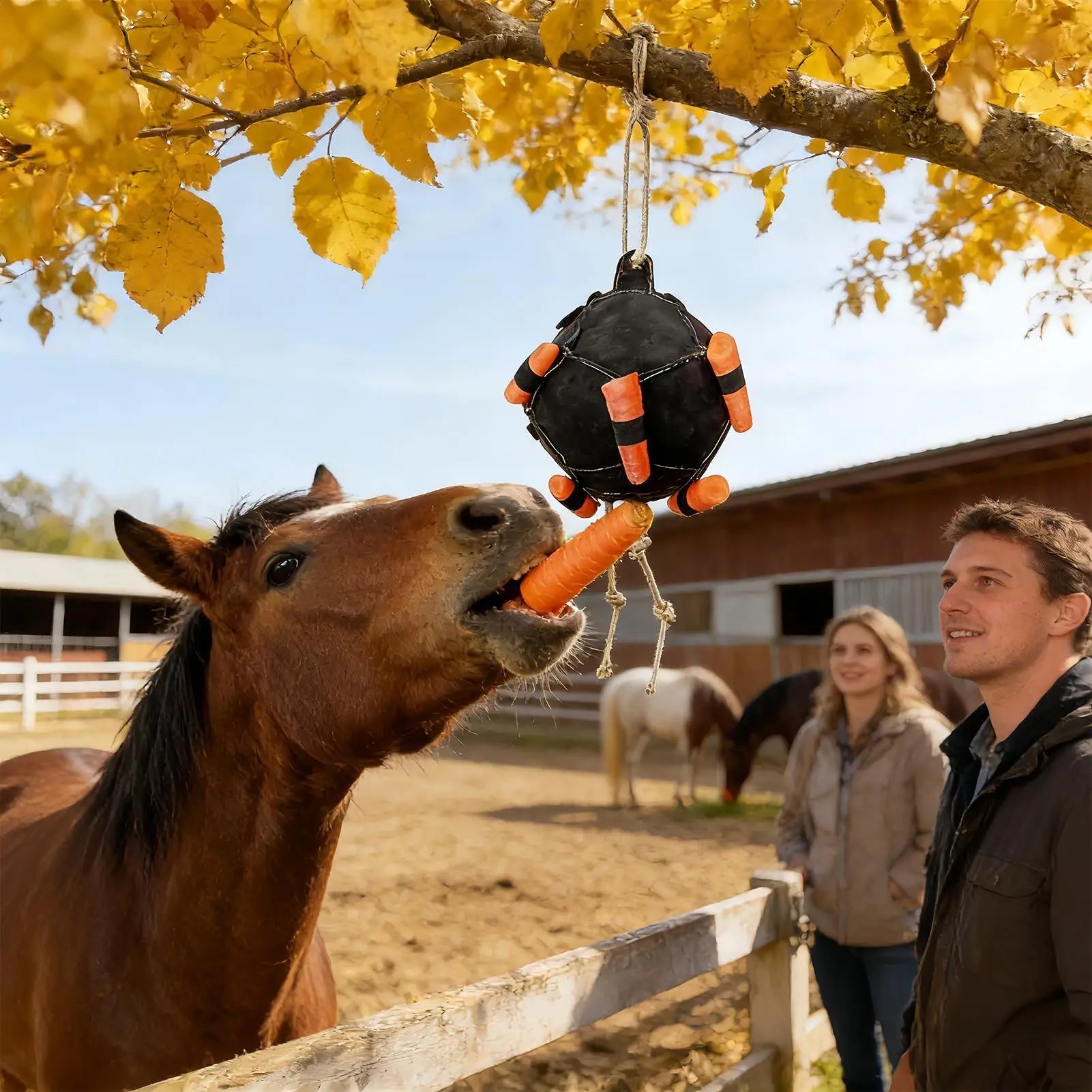 Horse carrot feeding ball Hay Feeder Toy Ball Hanging Feeding supplies for Horse Goat Sheep Relieve Stress Horse Treat Ball