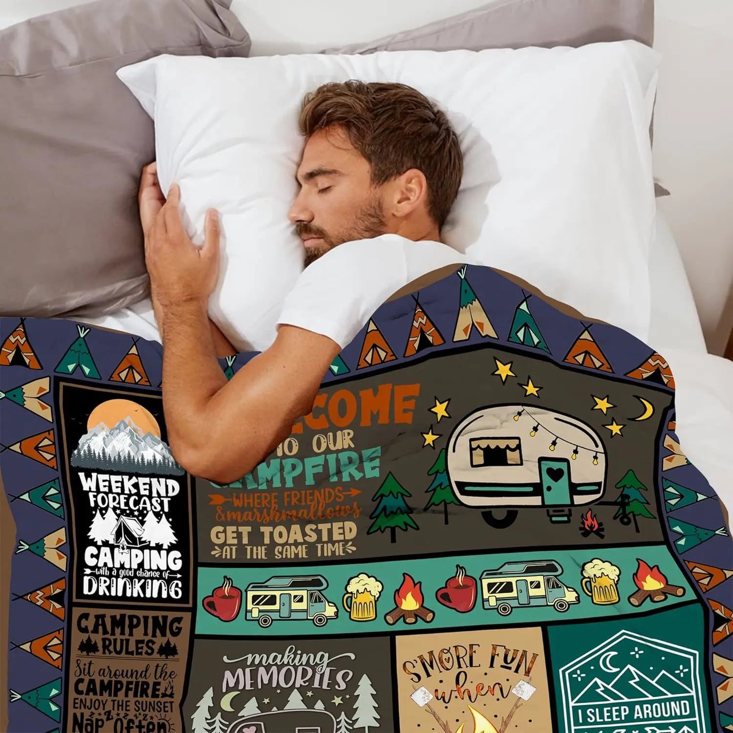 Camping Blanket for Camping Enthusiasts, Creative Gifts for Men or