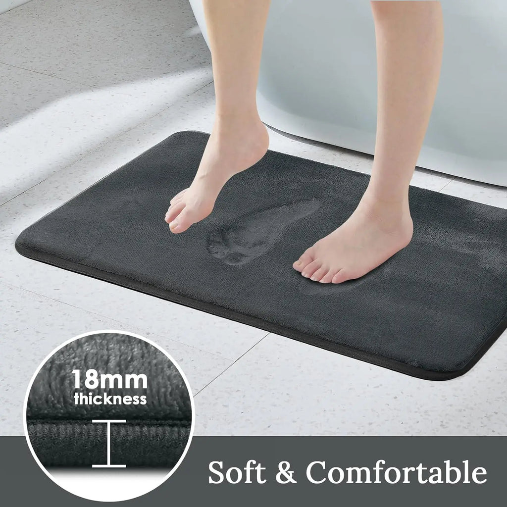 Bath Mat & Bathroom Extra Thick & Soft Memory Foam & Non Slip Super