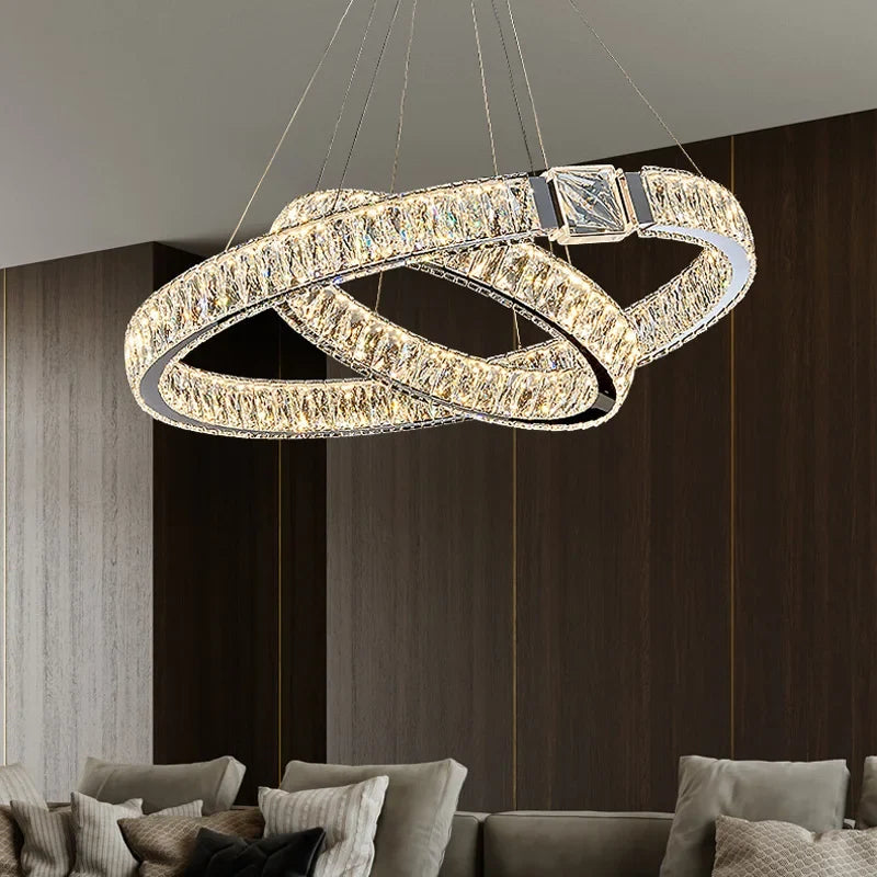 Luxury LED Crystal Ceiling Chandeliers Modern Gold/Chrome Metal Pendant Lights Home Restaurant Hotel Decor Lighting Fixtures