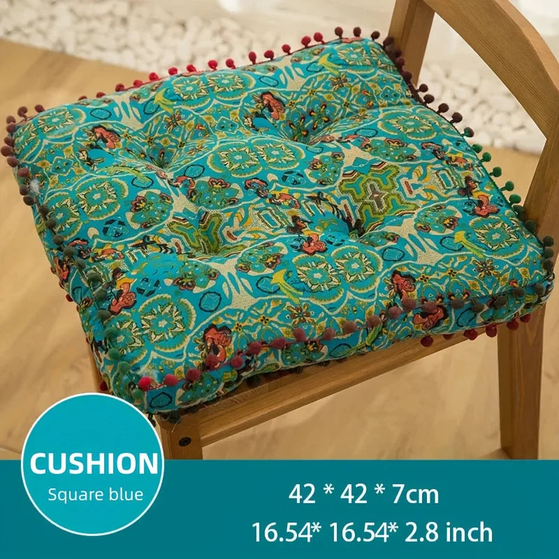 Bohemian Style Square Thickened Floor Pillow, Sofa Cushion - Versatile