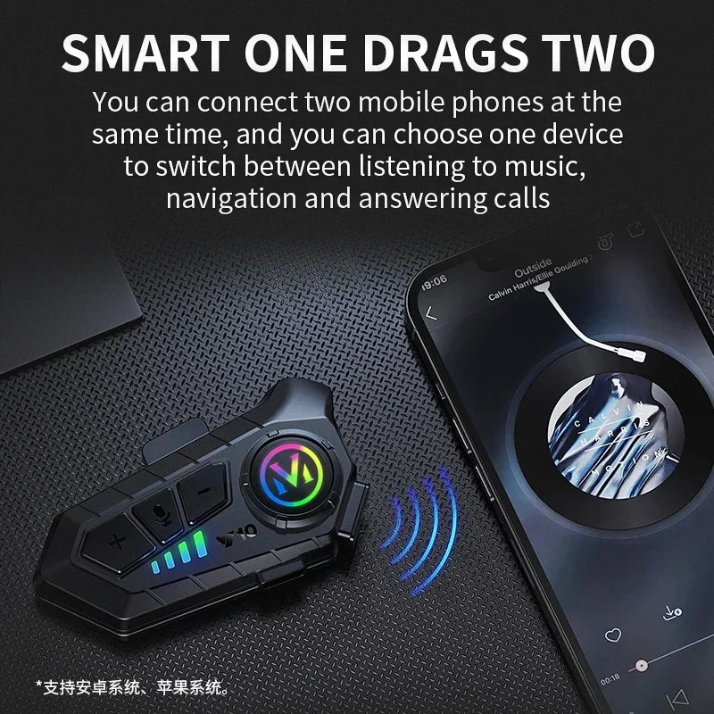 Y10 Motorcycle Bluetooth 5.3 Helmet Headset 🏍️ | Colorful LED Lights | IPX6 Waterproof | 30Hr Hands-Free | FlipStylez LLC®
