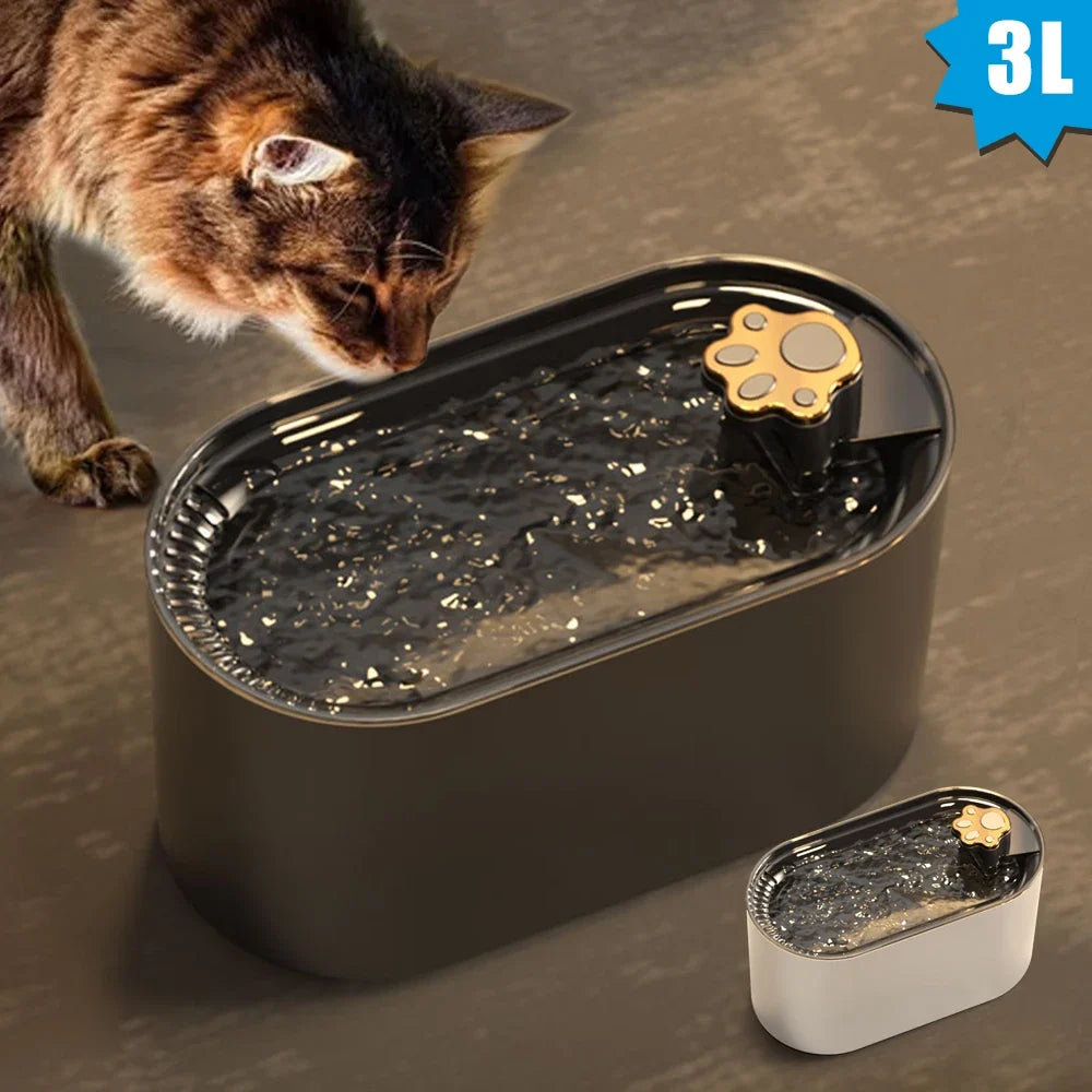 3L LED Cat Water Fountain™ Intelligent USB Electric Mute Drinker – Ultra-Quiet Pump, Powerful Filter, Gray & White | FlipStylez LLC®