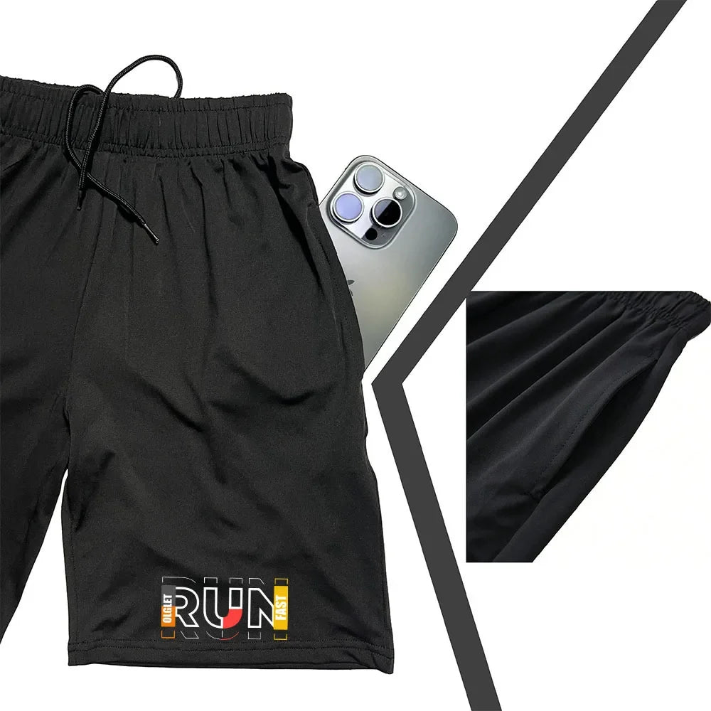 Men's Running Jogging 2 Piece Set Quick Dry Sports Shorts and Compression Tights Athletic Training Wear