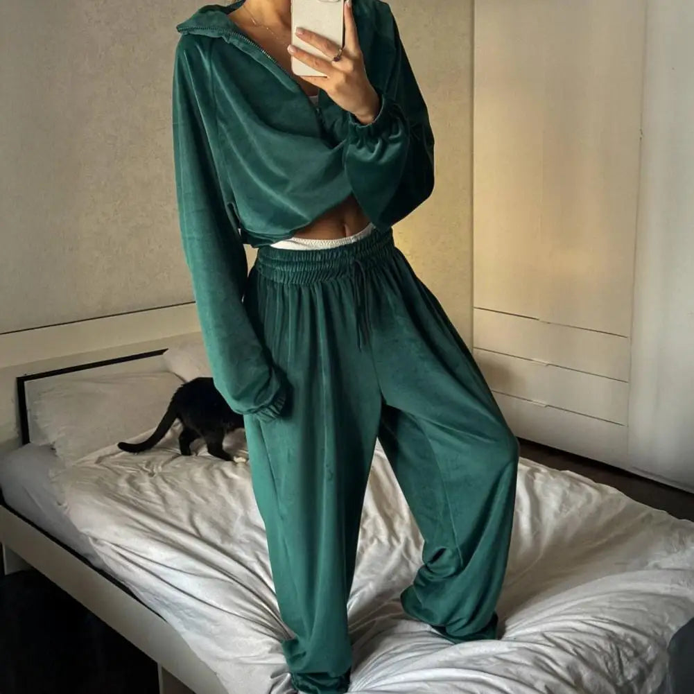 Casual Pants Suit Spring Autumn Cardigan Sweatshirts Sports Women