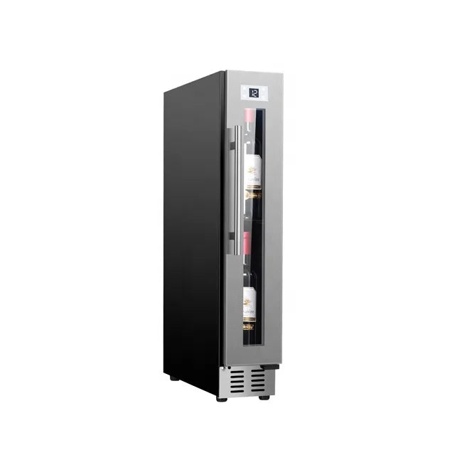 Wine Cooler Refrigerator, 9 Bottle Capacity, Countertop Undercounter, Compressor Cooling, Stainless Steel Door, Home Bar