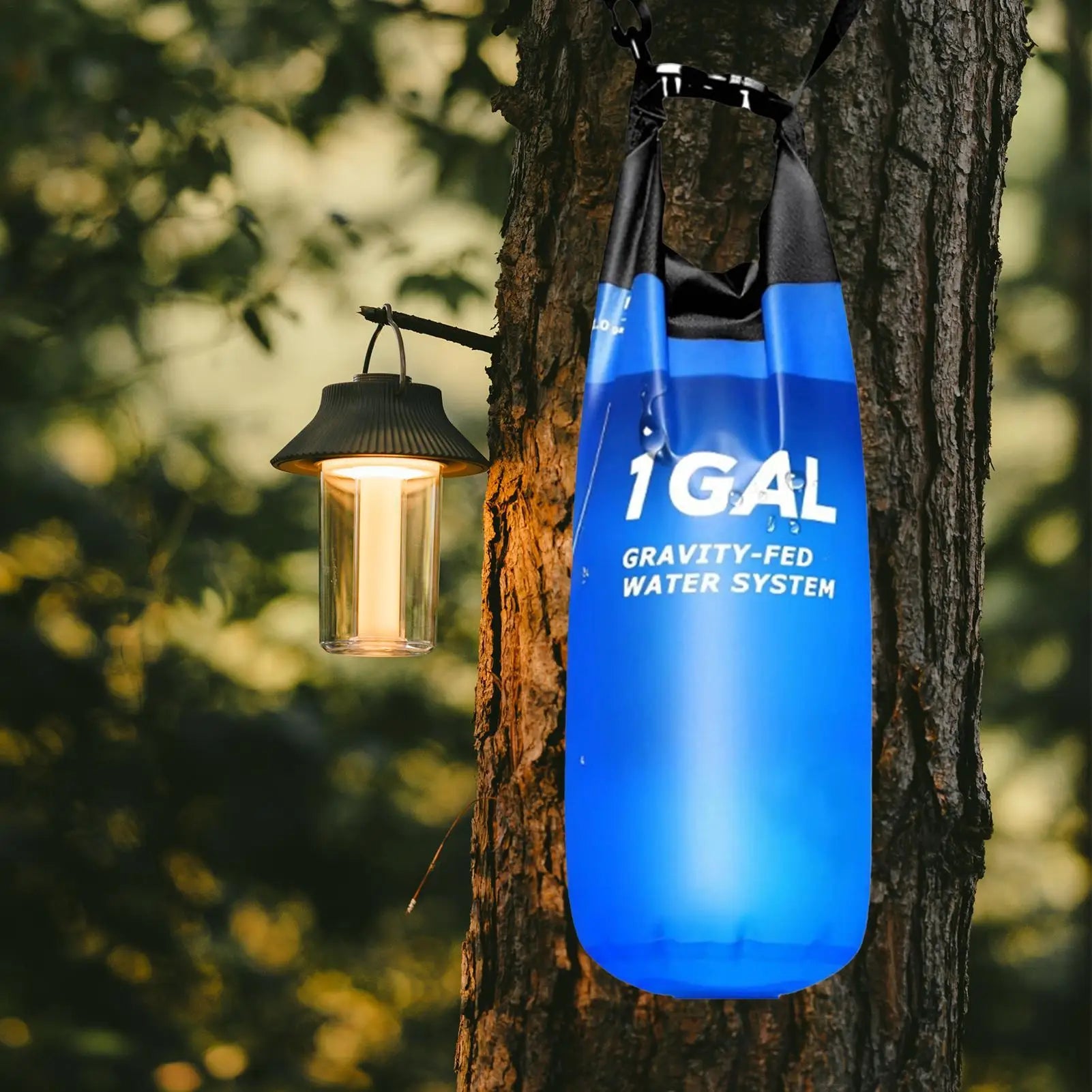 Camping Gravitys Water Bag with Water Filter and Hose Folding Water
