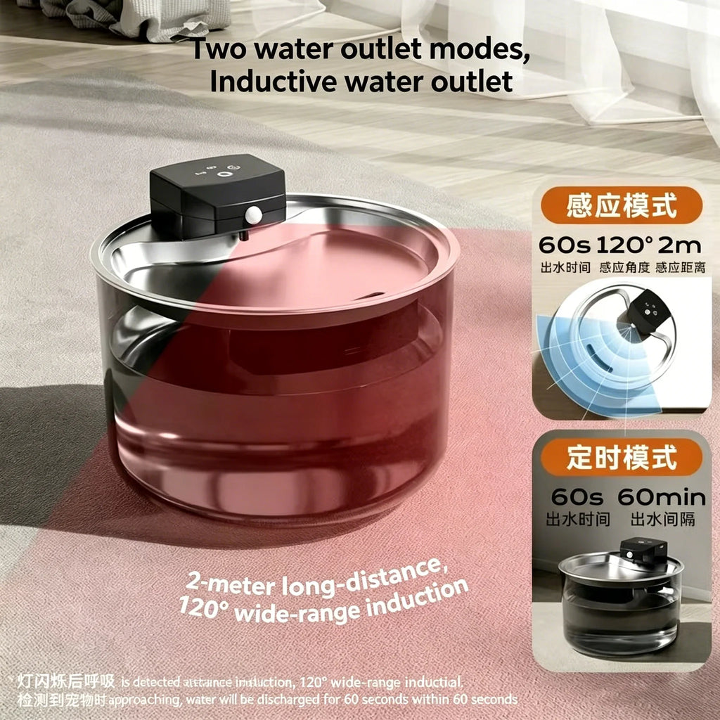 3L Automatic Wireless Pet Water Fountain Circulate Filter Silent Pet Water Bowl Stainless Steel ABS PET for Cats Dogs Dispenser