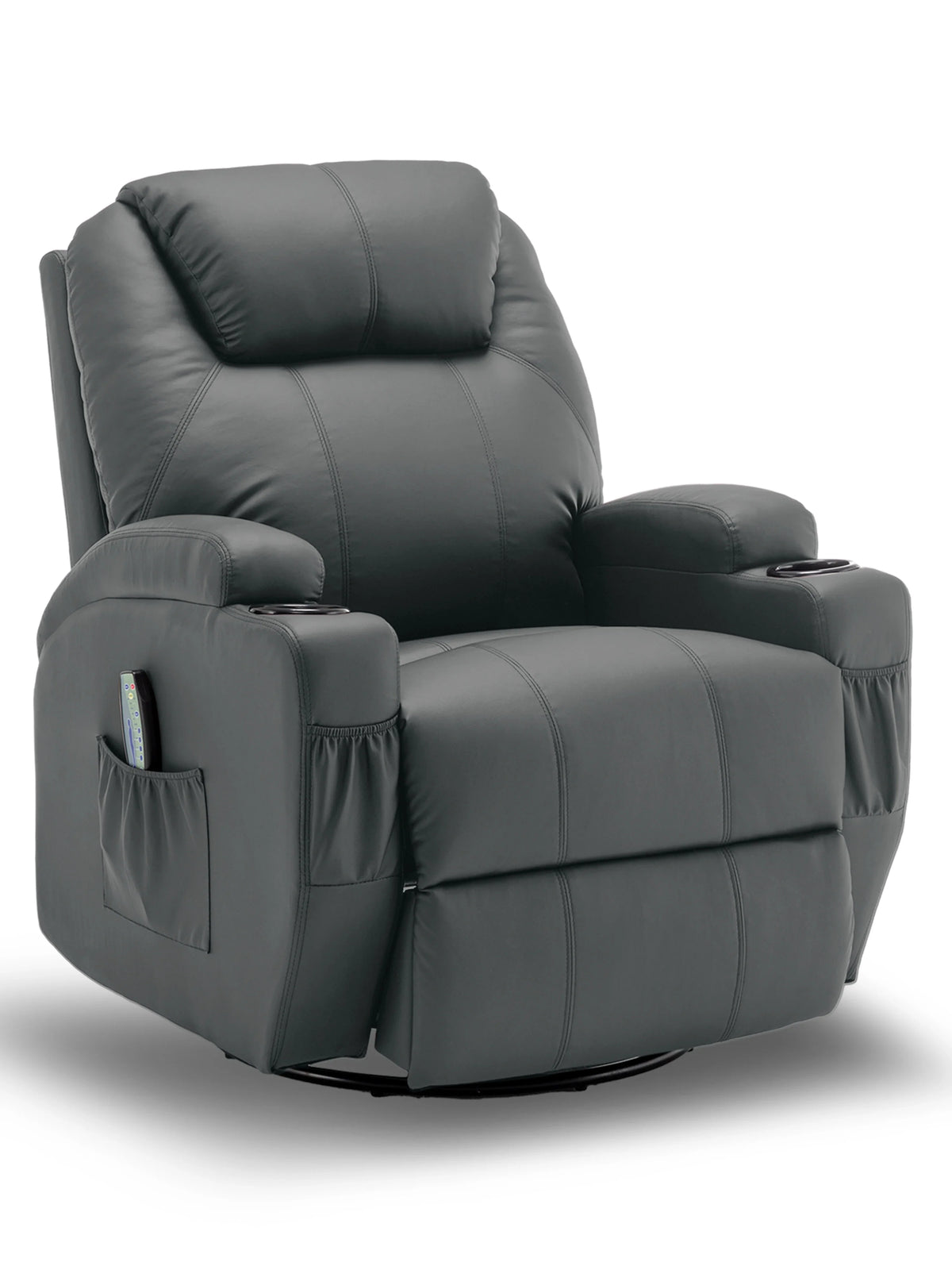 Recliner Chair with Massage and Heat, 360° Swivel Rocking Chairs for Adults, Remote Control and Cup Holder for Living Room