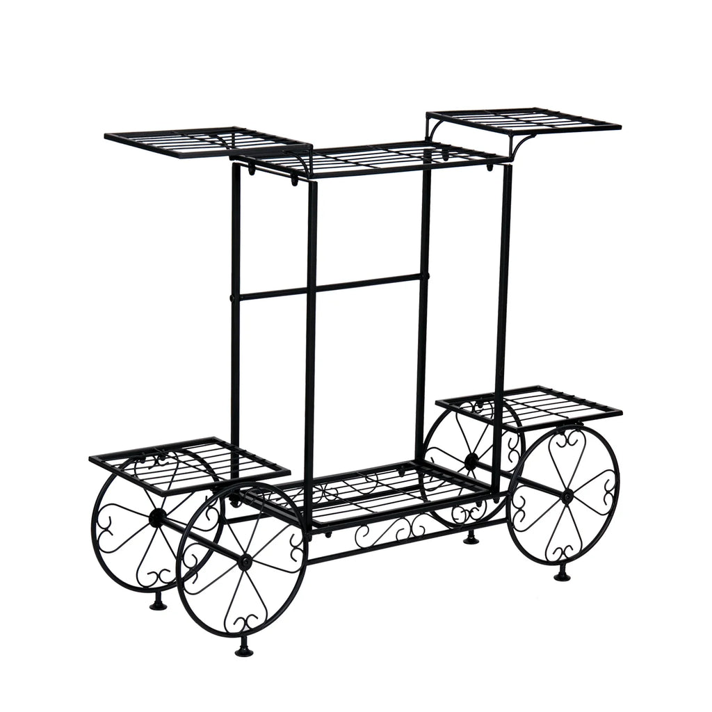Garden Cart Stand Flower Pot Holder Display Rack Home Plant Stand - Multi-Functional Garden Storage Organizer