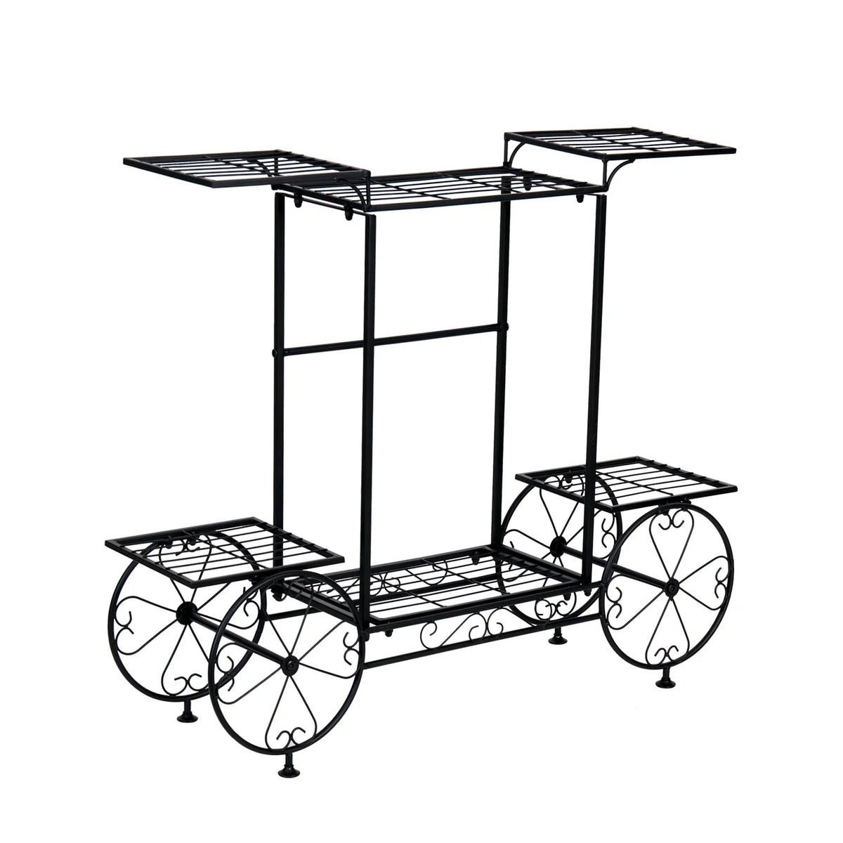 Garden Cart Stand Flower Pot Holder Display Rack Home Plant Stand - Multi-Functional Garden Storage Organizer