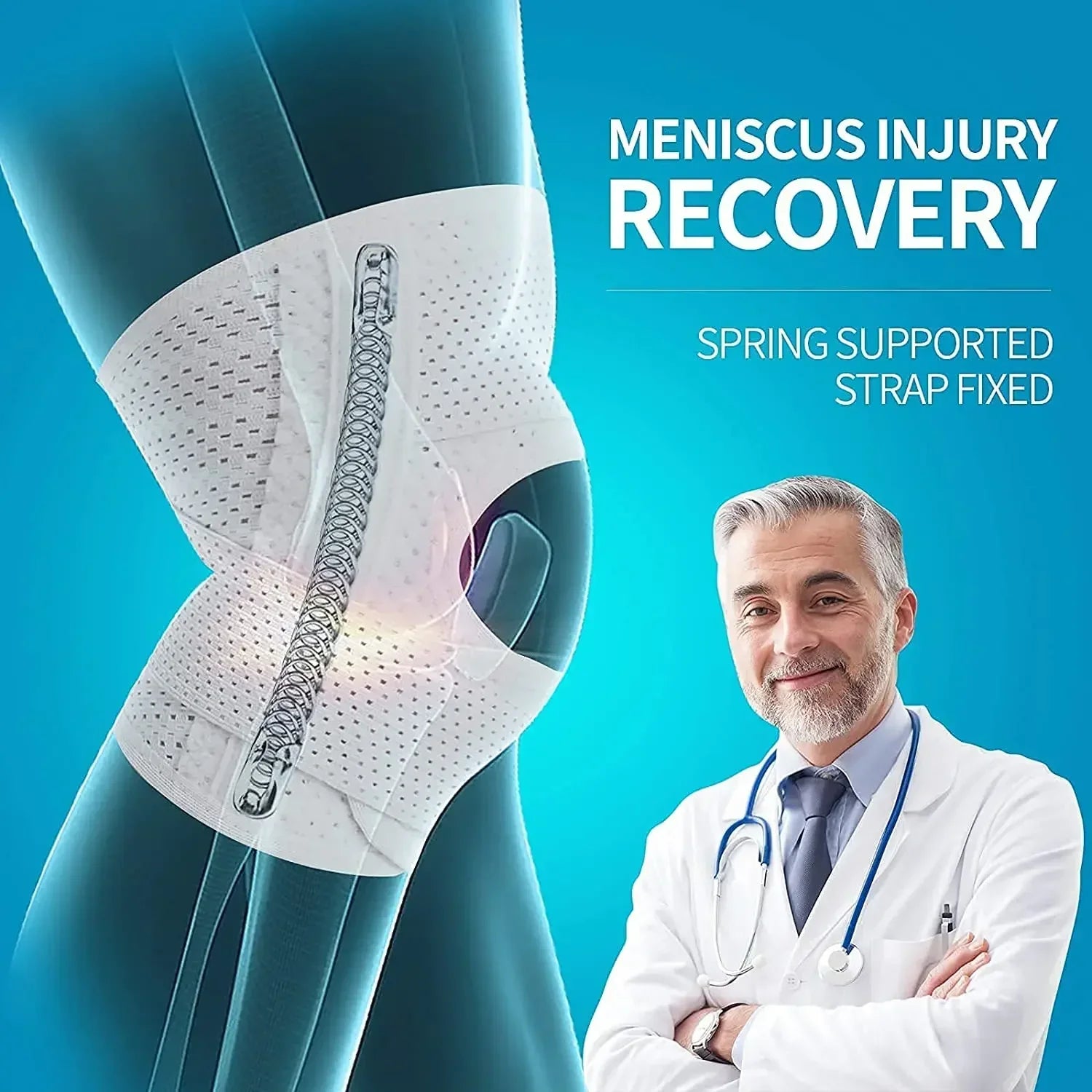 Knee Brace with Side Stabilizers,Breathable Adjustable Knee Support for Meniscus Tear Knee Pain ACL Arthritis Injury Recovery