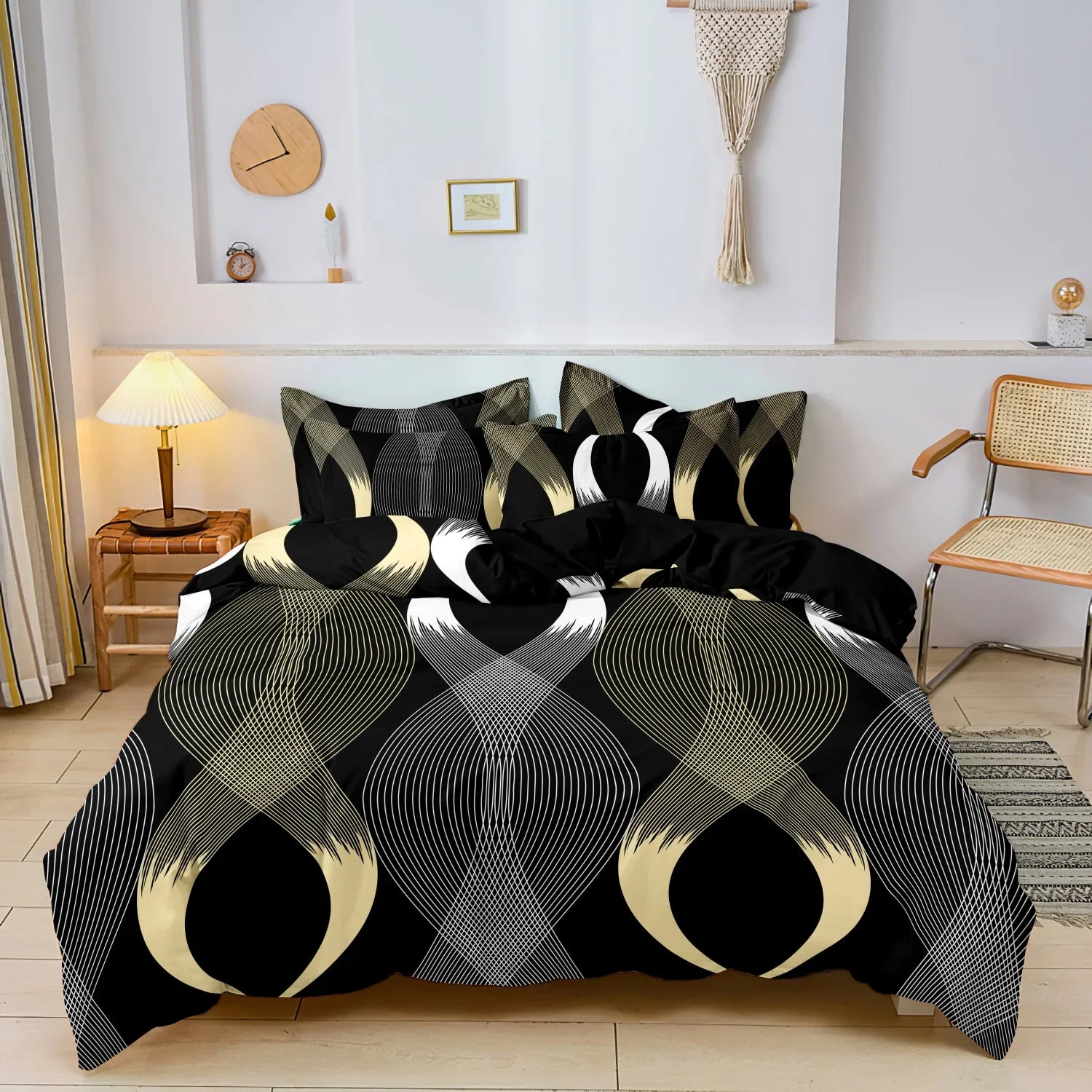 3pcs Botanical Geometric Lines Floral Design Bedding Set Included 1