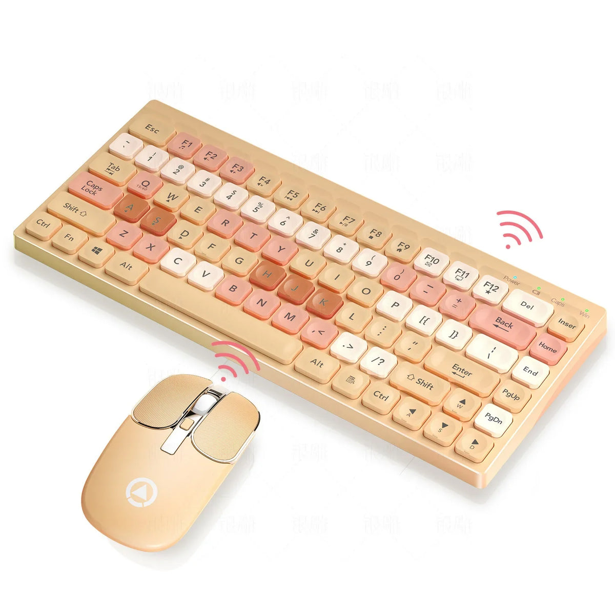 FALAIXILUO™ KM-02 Wireless Keyboard & Mouse Set – Bluetooth & 2.4G Dual-Mode, Type-C Rechargeable, 1600 DPI, Ergonomic, Waterproof, Carbon, Bean Paste & Chalk | FlipStylez LLC®
