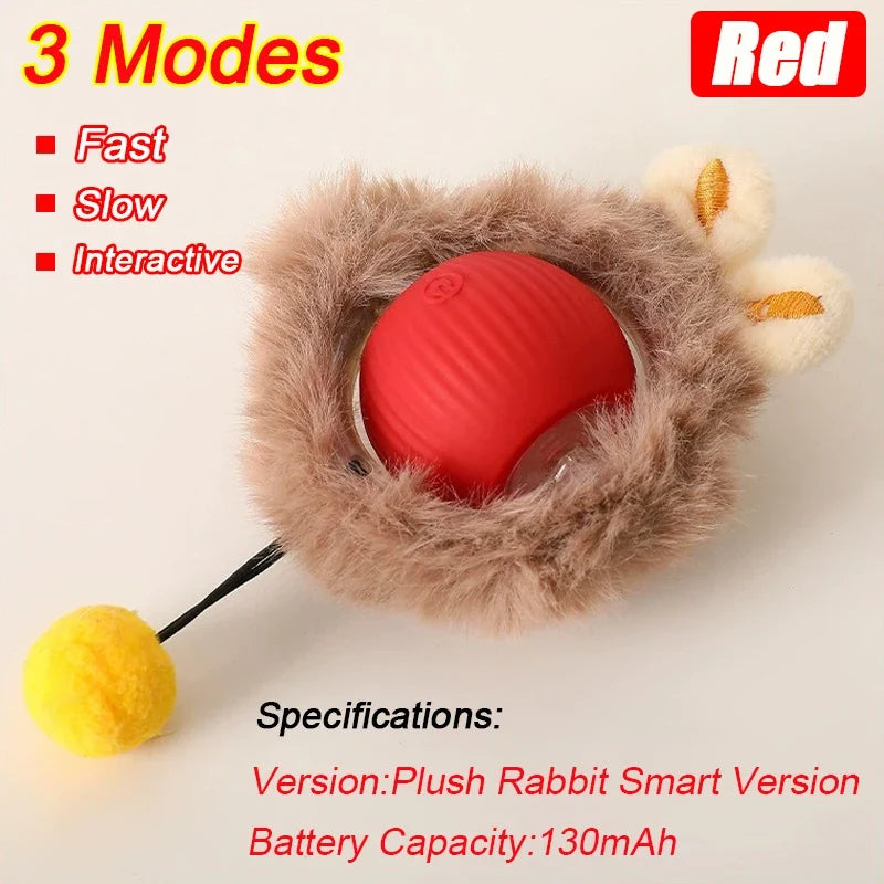 New Cat Interactive Ball Toy Automatic Rolling Ball Faux Tail Rechargeable Smart Pet Electric Toy Dog Cat Training Imitate Mouse