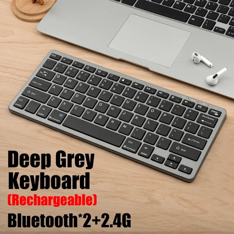 61-Key Bluetooth & 2.4G Wireless Rechargeable Keyboard & Mouse Combo – Tri-Device, Silent, Compact Office & Home Set | FlipStylez LLC®