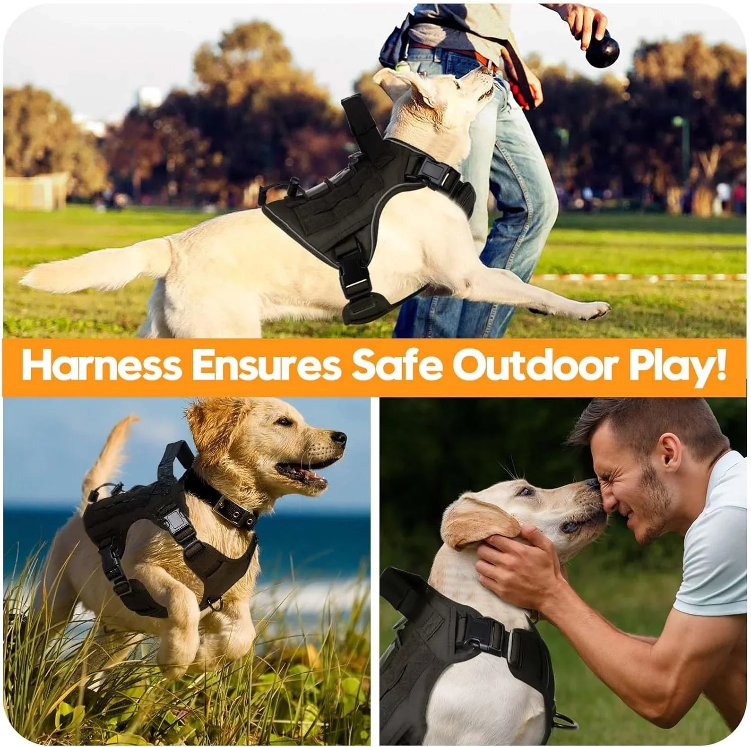 Tactical Dog Collar Adjustable Dog Harness for Medium & Large Breeds Vest Pet with Anti-Pull Design Portable Pet Harness for Dog