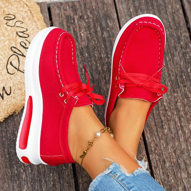 Basic Color Platform Loafers for Women Spring Light Thick Sole Wedge