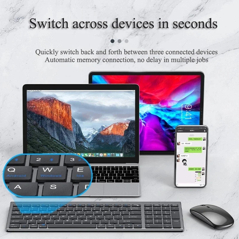 FlipStylez™ Mini Wireless Keyboard & Mouse Combo – Bluetooth 5.0 & 2.4G, Ultra-Slim, Silent, Multi-Device | FlipStylez LLC®