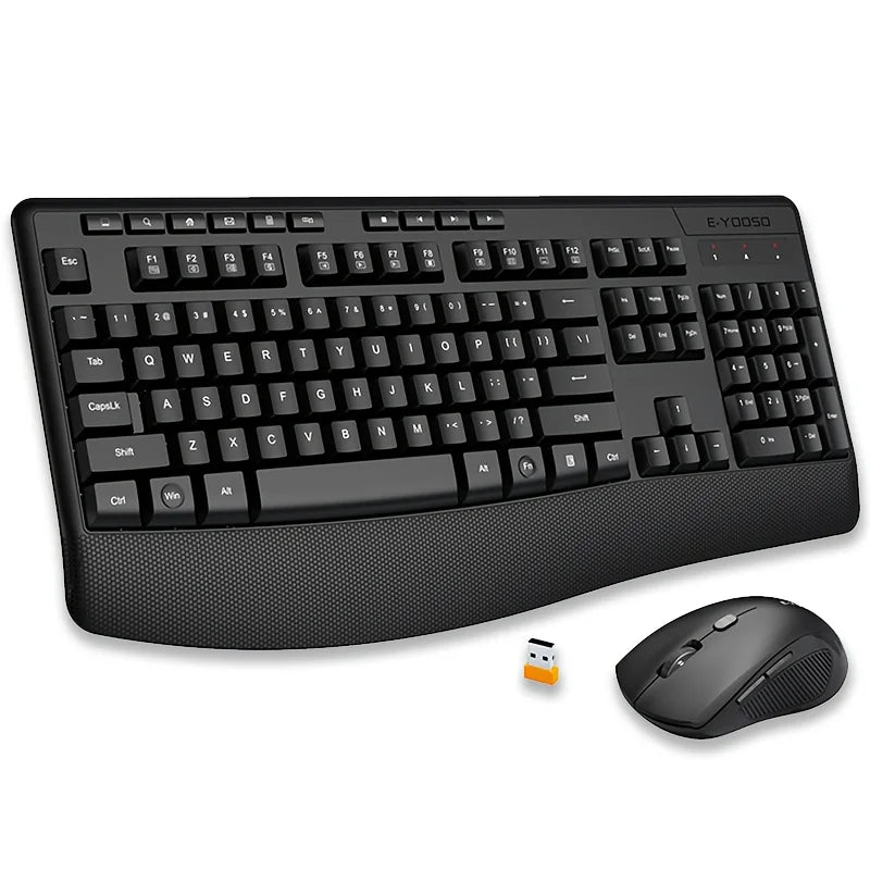 E-YOOSO™ 2.4GHz Wireless Ergonomic Keyboard & Mouse Set – Wrist Rest, Optical Mouse, Home Office Combo | FlipStylez LLC®