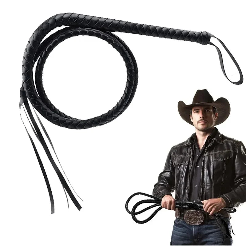 Unisex Universal 70" Faux Leather Cowboy Whip Vintage Ringmaster Whip Costume Accessory Halloween Party Prop Role Play Gift